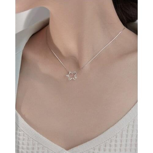 925 sterling silver jewelry with wave star pendant necklace clavicle chain simple gift for women birthday party wholesale