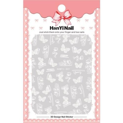 10PCS New Butterfly Font Flower Abstract Nail Sticker 3D Nail Art Decoration Adhesive Transfer Slider Fitting Sticker