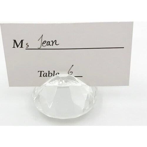 24PCS Heart Diamond Crystal Place Card Holder Wedding Party Table Name Holders Bridal Shower Favors