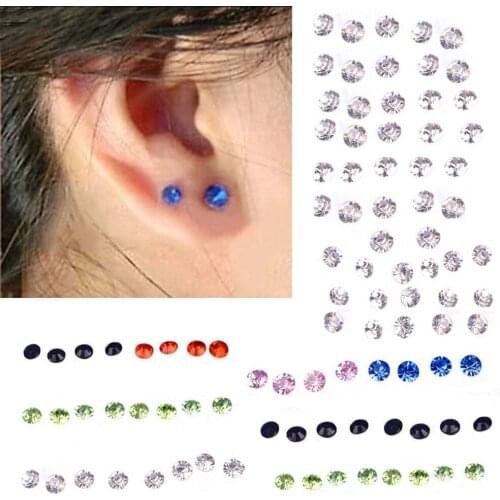 New Fashion Design Women 20 Pairs 5mm Clear/Multicolor Crystal Allergy Free Ear Studs Earrings Daily Jewelry Gifts Accessories