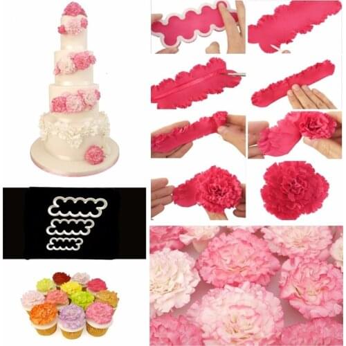 3PCS/set 3D Rose Petal Flower Shaped Cutter Maker Elegant Cake Mould Fondant Cake Tool DIY Baking Cake Decorating Flower Mold