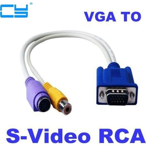 5 pcs 30 cm 1Ft VGA para RCA S Video-S Cabo de Video Adaptador Conversor de 15 pinos AV Composite Adaptador de TV Para Fora