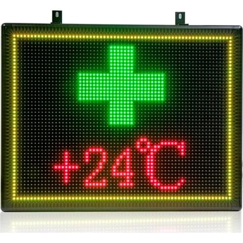 71x55cm P10 RGB LED Pharmacy Open Sign Outdoor waterproof Cross Advertising Display Board for Medicine Drugstore Chemist Clinic