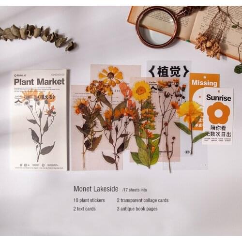 8Styles DIY Diary Album Stick Lable 17pcs/lot Vintage Flower Plant Stickers PET Leaf Travel Stickers Scrapbooking Stationery