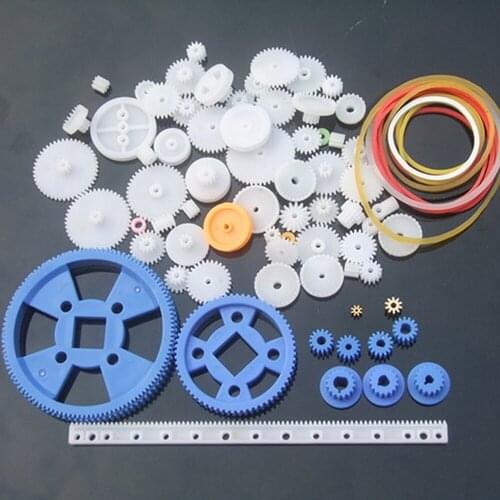 80pcs Plastic DIY Gear Set Single Double Layer Crown Shaft Axle Sleeve Tooth Strip Bevel Gear For DIY Model Toy Car Boat Robot