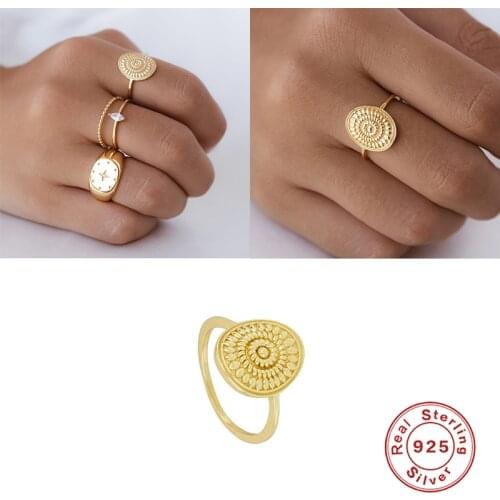 Aide INS Wind 925 Sterling Silver Hat-shaped Dot Geometric Rings Fashion Gold Plating Rings Jewelry Accessories Gift Bague Femme