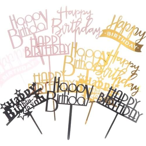 1Pc Acrylic Plastic Happy Birthday Cake Topper Decoration Party Accessories