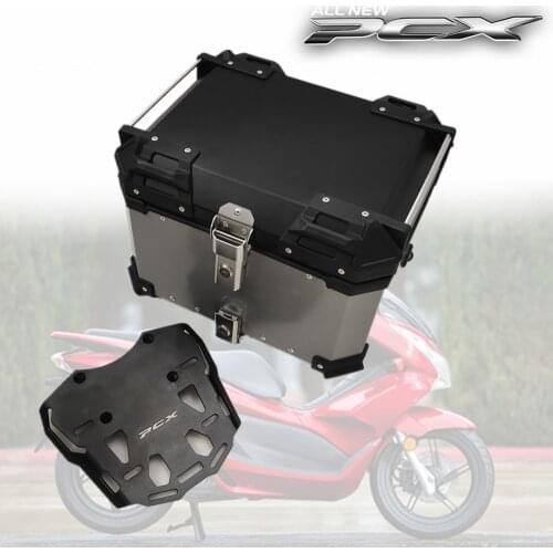 Motorcycle with bracket lock trunk luggage Storage 45L 55L 65L 80L aluminum alloy For pcx150 2014 2015 2016 2017 2018 2019 2020