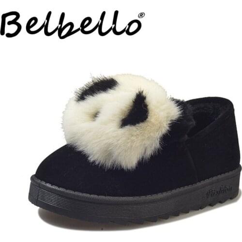 Belbello 2019 winter new shoes China style Panda snow boots lovely comfortable villi shoes