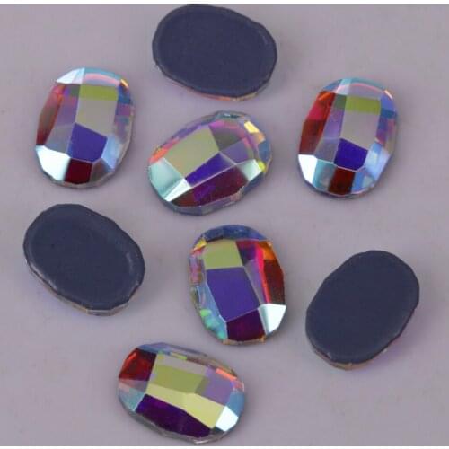 Free Shipping! High Quality 6x8mm Crystal AB Graphic Flat Back Hotfix Rhinestones / Iron On Flat Back Crystals