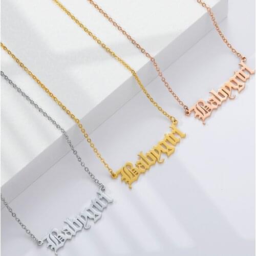 Old English Font Letter Babygirl Necklaces For Women Baby Girls Gold Silver Color Stainless Steel Chain Pendant Necklace Jewelry