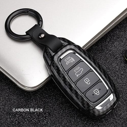 Carbon Fiber Alloy Car Key Case Key Cover For Hyundai i30 Ix35 KONA Encino Solaris Azera Grandeur Ig Accent Santa Fe Palisade