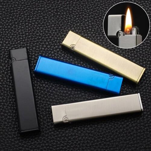 Long Strip Ultra-Thin Grinding Wheel Windproof Lighter Gasoline Kerosene Lighters Smoking Survival Camping Gadgets For Men