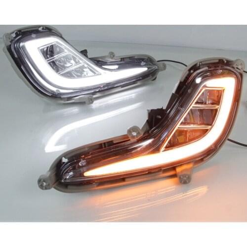DNO LED Daytime Running Lamps For Hyundai Accent Solaris 2010 2011 2012 2013 Auto Yellow Turn Signal Daylights Car Foglamp