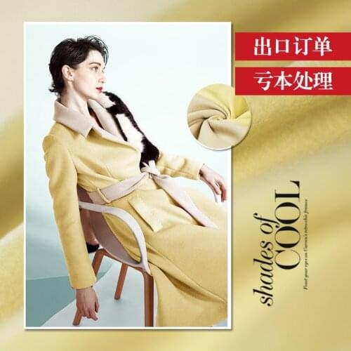 Wool and Polyester double-sided light yellow and pink colors Autumn and winter coat clothes DIY fabric