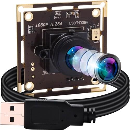ELP 2MP IMX322 CMOS sensor 0.01Lux low light camera USB wide angle camera module for machine vision