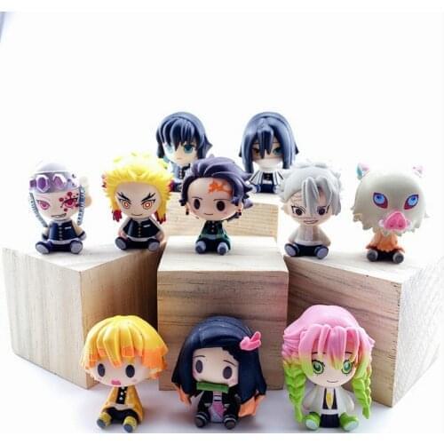 60PCS Kimetsu no Yaiba Demon Slayer Tanjirou Tomioka Giyuu Zenitsu Inosuke Nezuko 5CM Anime PVC Figurine Toy