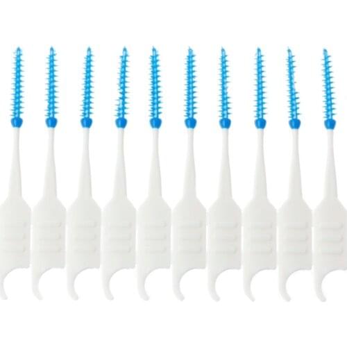 20/40/120/200pcs Double Floss Head Hygiene Dental Silicone Interdental Brush Toothpick Floss Sticks New Fashion