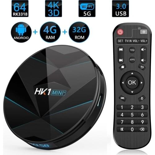 HK1 Mini Plus Smart TV Box Android 10.0 RK3318 Quad Core 4GB 64GB Max 2.4G/5G Dual WiFi USB3.0 BT4.0 4K H.265 Media Player
