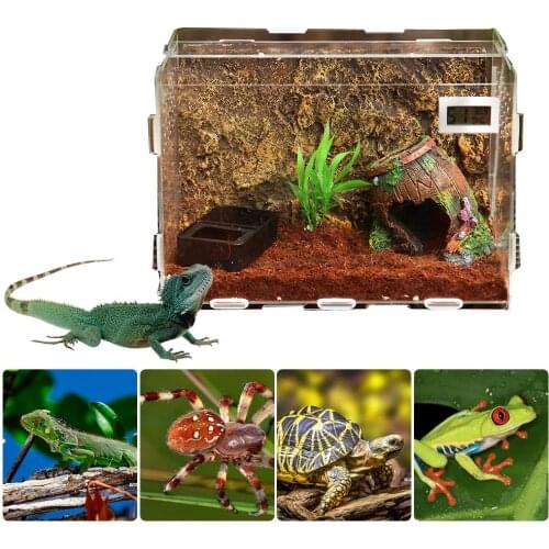 Acrylic Reptile Breeding Box Container Spider Lizard Climbing Pet Feeding BoxTransparent Insect Breathable Terrarium