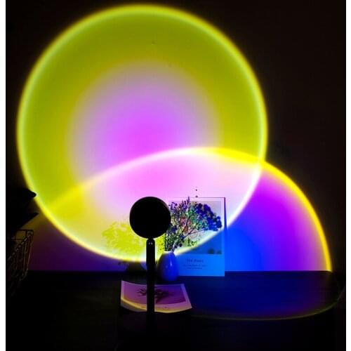 Creative Sunset Projection Lamp Bedside Bedroom Mirror Rainbow Sunset Light Girl Room Bedside Background Wall Decoration Salon