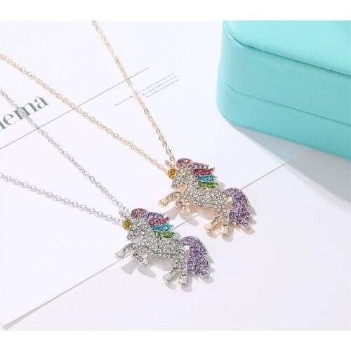 Statement Unicorn Gold Long Necklace Women Neck Choker Silver Color Chain Pendant on a Fishing Line Jewelery 2020