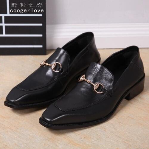 Spring and autumn Mens pointed Business top Leather Office shoes Wedding shoes Mens shoes