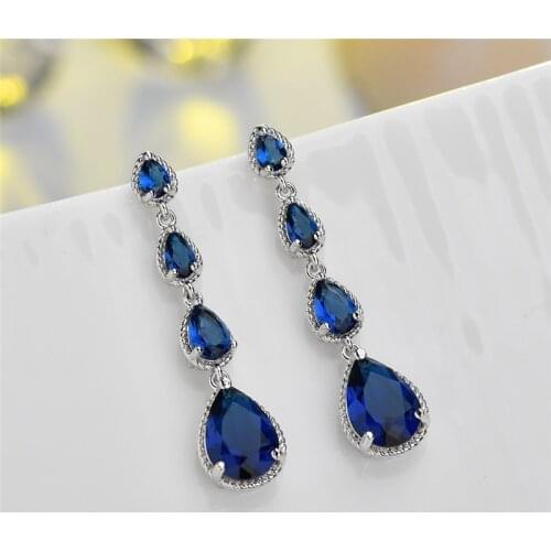 Copper Water Drop Set 3A Zircon Earrings For Women 2021 Trend S 925 Silver Needle Lavish Dinner Luxury Jewelry Earrings