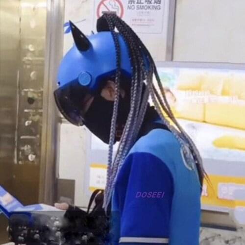 2021 new motorcycle accessory helmet braid lady braid motorcycle helmet double twist braid ponytail with bow sucker sticker