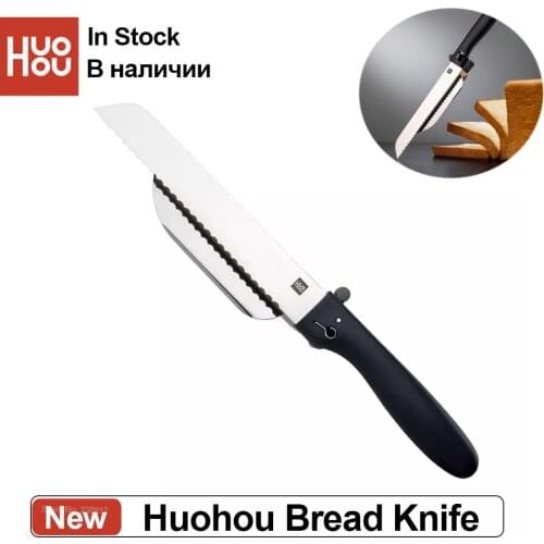 Huohou Bread Knife Stainless Steel Material Sharp Blade Exquisite Appearance 18cm Serrated Blade Adjustable Thickness Knife
