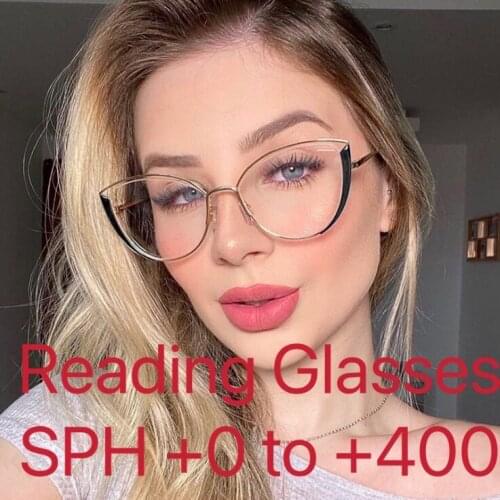 SPH +0 To +400 Retro Women Reading Glasses Cat Eye Design Bifocal Lady Eyeglasses Photochromic Hyperopia Presbyopia Glasses