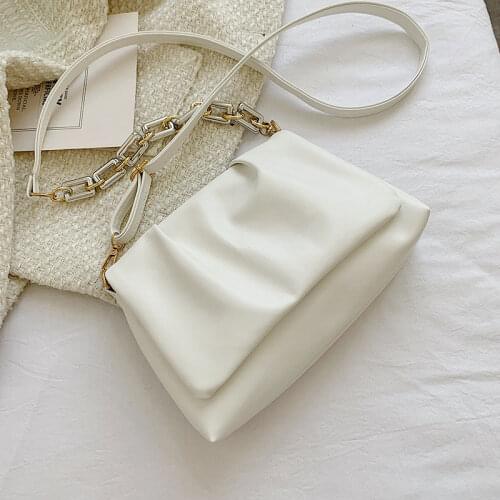 Solid Color Casual Simple Underarm Fold Bag For Women High Quality Summer Pu Leather Shoulder Bag Designer Crossbody Clouds Bag