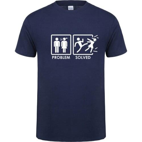 Omnitee New Summer Style Problem Solved T Shirt Tops Short Sleeve T-shirt Men Funny Cool Kick Wife T Shirts Tee OT-569