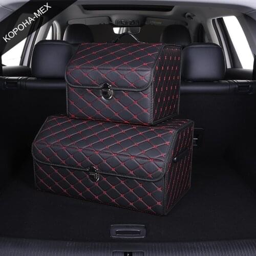 Big size PU Leather Trunk Organizer Box Storage Bag Auto Interior Accessorie Stowing Tidying Car Trunk Organizer Box 55*30*28cm