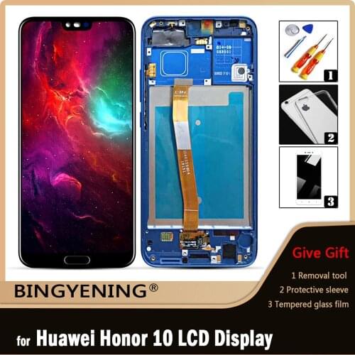 Original For Huawei Honor 10 LCD Display Screen Touch Digitizer With Frame Assembly For 5.84 inch Honor 10 With FingerPrint