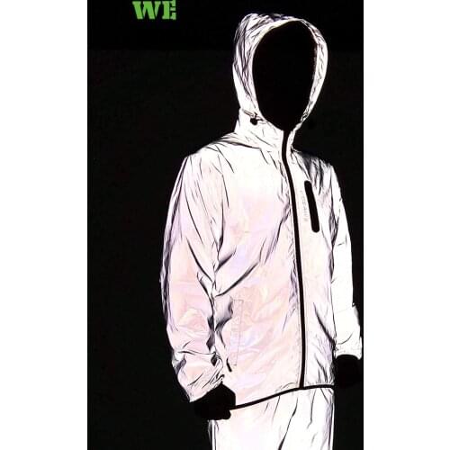 WOSAWE Autumn Full Reflective Hooded Jacket Cycling Sports Windproof Rainproof Night Glowing Running Windbreaker Breathable Men