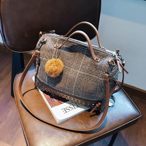 Compilation of womens handbags 2019 new ladies shoulder bag fur hair ball female Messenger bag business bag girl discount bags