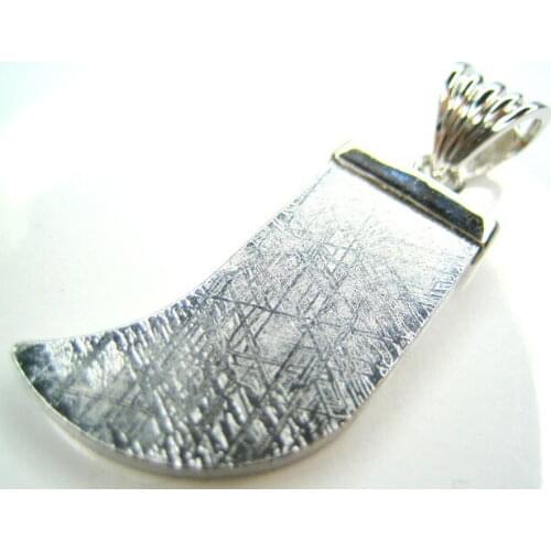 Genuine Natural Gibeon Iron Meteorite Moldavite Knife 29x12mm Women Men Pendant Necklace Silver Meteorite Gemstone AAAAA
