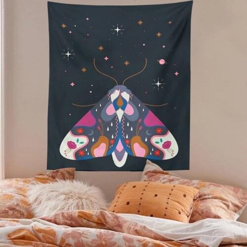 Psychedelic Butterfly Moon Tapestry Floral Snake Wall Tapestry Room Decor Aesthetic Boho Moon Tarot Celestial Hippie Wall Carpet