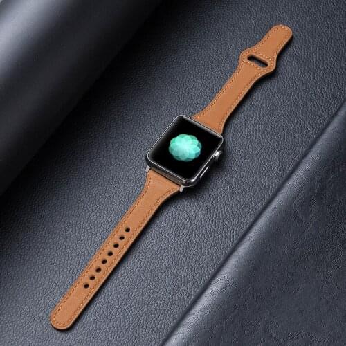 Genuine Leather strap For apple watch 6 5 4 3 se Slim watchband wristband belt bracelet correa iwatch band 38mm 40mm 42mm 44mm