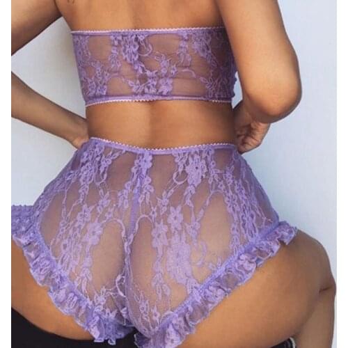 Sexy Women Lace Tulle Lingerie Set Ruffle Sleepwear Ladies Sexy Underwear Nightwear Summer Exotic Sets