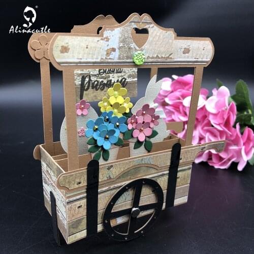 Die Cut Flower Cart Booth Scrapbooking Paper Craft Handmade Card Album Punch Art Cutter Alinacraft Cuting Dies