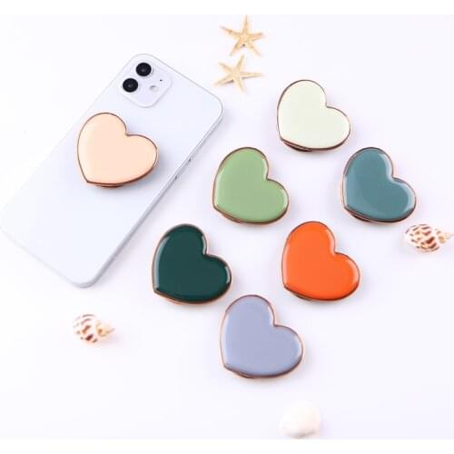 Love Heart Candy Color Folding Phone Stand For iPhone 11 3D Mobile Phone Holder Contraction bracket For Samsung Expanding Holder
