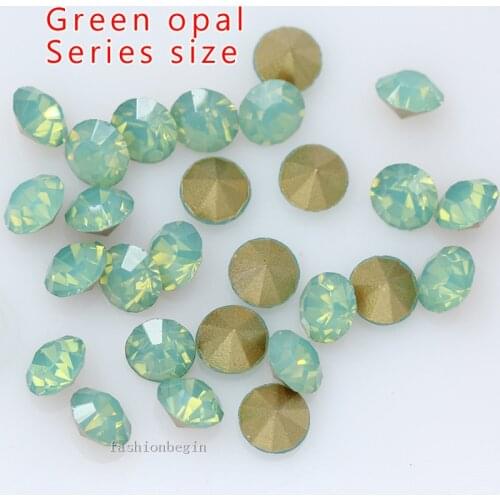 Ss4-ss38 green opal pointed back crystal rhinestones glass strass chatons stone Nail Art Decoration jewelry design loose beads