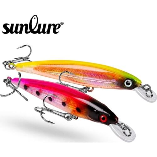 Sunlure 1pc Hard Floating Minnow 9cm-3.54" Painting Fishing lure 7.2g-0.25oz Hard Bait 8 color Fishing Tackle Treble Hook New
