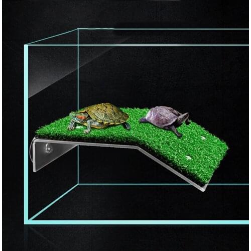 3 sizes Turtle Drying Platform Turtle bridge Simulated Lawn Reptile Tortoise Climbing Ladder Amphibians Habitat Tank Decoration