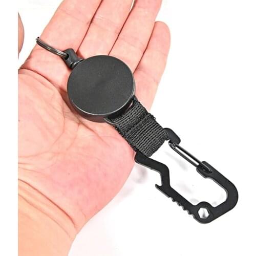 Outdoor Elastic Carabiner Telescopic Keychain Holder High Strength Steel Wire Anti-drop Retractable Ribbon Buckle tools