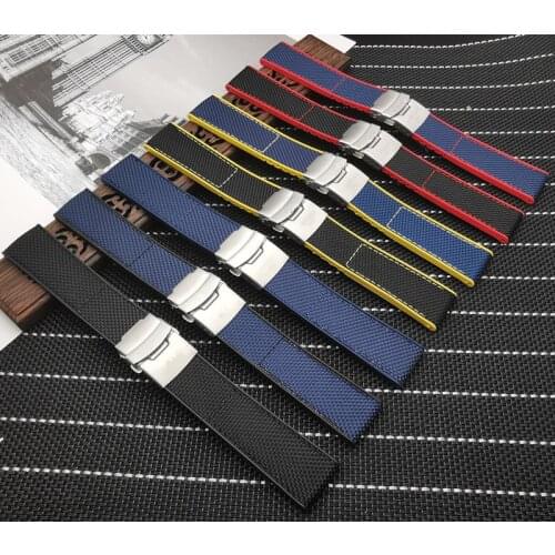 High-quality Nylon Black Blue Watch Band For Breitling strap for NAVITIMER WORLD Avenger/navitimer belt 22mm 24mm Logo