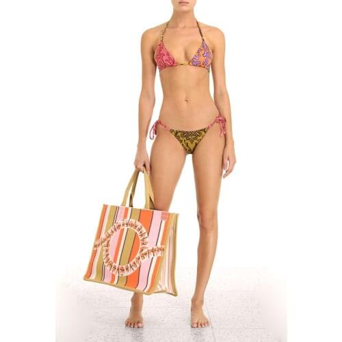 Sexy Sling Halter Bikini Women Pattern Swimsuit Push-up Low-waist Bikini Two-piece Set Summer Beach Swimsuit Ladies Swimming Set