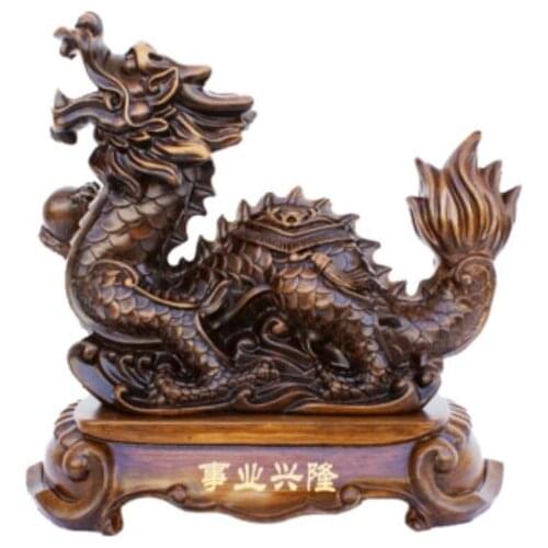 Golden Dragon Zodiac Dragon Ornaments Fengshui Zhaocai Town Houses Imitate Redwood Resin Crafts Decoration home statues